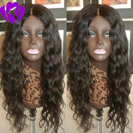 Middle part Glueless Long Black Wig Curly Synthetic Lace Front Wig With baby Hair Heat Resistant Fiber Hair For African American Wigs