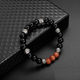 Natural Stone Bead Buddha Bracelets for Women Men Silver Black Lava Love Jewellery With Stones Femme Meditation Bracelet