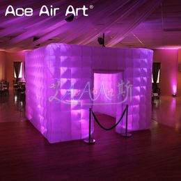 High Quality Nice Huge Inflatable Led Photo Booth Enclosure Photo Cabinet Cubic With Changing Lights