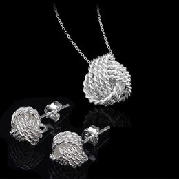 hot sales plating 925 Silver Jewellery Sets Women Wedding Jewellery Set Necklace Earrings