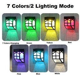 Solar Powered LED Wall Light 7 Colours changeable Solar Wall LED Light IP65 Waterproof Landscape Light For Stair Garden Pathway Street