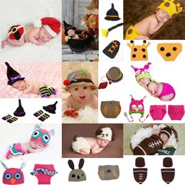 Newborn Crochet photography Sets Baby Photography Props Xmas knit costume Cartoon Halloween Christmas infant Cosplay clothing 14styles C5105