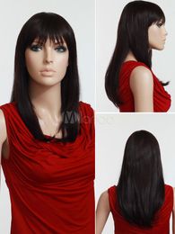 Dark Brown Long Straight Women' Synthetic hair Wig