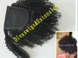 New Style Human Hair Kinky Ponytails Hairpieces For American Black Women afro Curly Ponytail Drawstring Clip On Pony Tail Colors Available