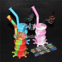 New Silicone Pipes Water Glass Bubblers For Smoking Pipe with thermal quartz nails ball caps dab tool