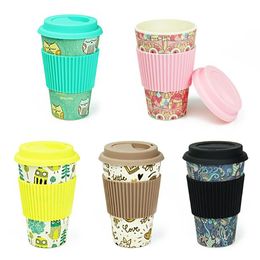 30pcs Novelty Bamboo Fiber Powder Mugs Coffee Cups Milk Drinking Cup Travel Gift Eco Friendly SN483