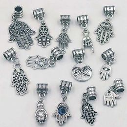 Necklace pendant 130PCS /lot Evil Eye Hamsa Fatima hand Charms Pendant Necklace&Bracelets Jewellery Accessories Fashion Gift Making A35