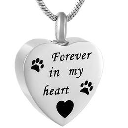 Wholesale has always customised heart-shaped footprints in my heart and urn ashes cremation funeral jewelry pendant necklace