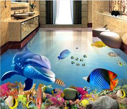 PVC vinyl flooring bathroom Tropical fish Underwater World 3D three-dimensional bathroom floor to floor painting