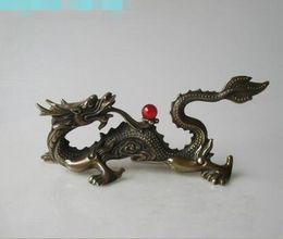 decorations for home+ Home Decoration Chinese Old Copper Carved Dragon With red Bead Statue/Chinese dragon Sculpture