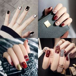 24Pcs/set Glittering False Nails Shining Sexy Cute Fake Nails Short Long Full Nail Tips Nail Makeup 36 Styles