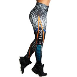 -Ne vous arrêtez pas Lettre Imprimer Fitness Femmes Leggings Imprimé 3D Bodycon Slim Jeggings Taille Haute Sporting Yoga Formation Pantalon Maigre