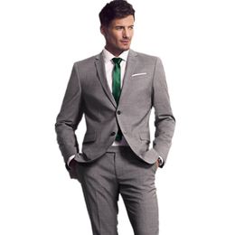 Customise Light Grey Men's Wedding Tuxedos Bridegroom Groomsmen Blazer Excellent Men Formal Business Party Prom Suit(Jacket+Pants+Tie)251