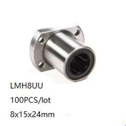 100pcs/lot LMH8UU 8mm linear ball bearings oval flanged linear bushing linear motion bearings 3d printer parts cnc router 8x15x24mm