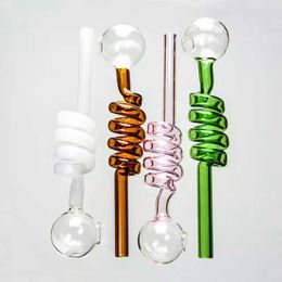 20 Pcs/Lot Pyrex Glass Pipes Oil Rig Burner Pipes Straight Type Glass Oil Burner Pipes Four Different Colors SW06