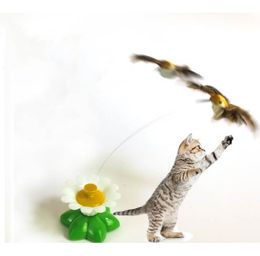 intelligent electric rotating colorful butterfly dog trainning funny cat toys pet birds head toy cat kitten dog cat scratch