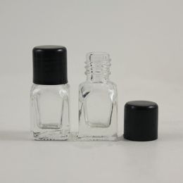 2ML Square Essential Oil Glass Bottle With Plastic Cap Mini Clear Glass Container Small Cosmetic Container F1042