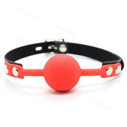 Bondage Solid Silicone Leather Strap Oral Harness 4CM Big Ball Mouth Gag Muzzle Loacking #R45