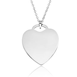 Heart Shape Pendant Necklace Blank Love Stainless Steel High Polished Customised Engraving Jewellery DIY Accessory for Necklaces Key chains