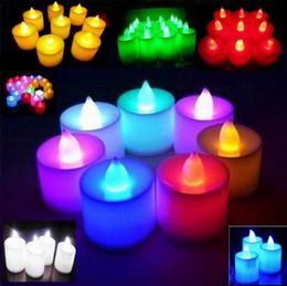 Battery Powered LED Candle Multicolor Lamp Simulation Colour Flame Flashing Tea Light Home Wedding Birthday Party Decoration c567