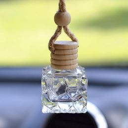 Car Pendant Accessories Hanging Perfume Empty Bottles 10ml Square Glass Cosmetic Packaging Container Free Shipping LX3194