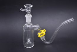 45 Degree 14mm 4.5inch Mini Glass oil rig Bong Thick Pyrex Clear glass Bubbler Ash Catcher with tobacco smoking bowl