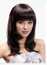 new straight medium fashion brown natural Hair wig Wigs for women