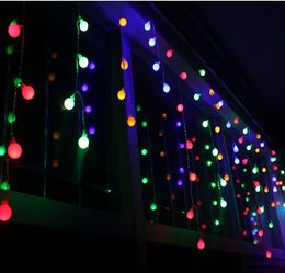 4m 100 Matte Ball Led Curtain String Lights Christmas Party Wedding Decoration Ball Icicle Lights Garland