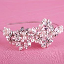 Bridal headwear crown ornament hoop pearl flower shaped wedding gown wedding dress