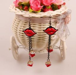 Hot Style Korean fashion accessories Jewellery earrings women's red lips crystal glitter fashion classic exquisite elegance