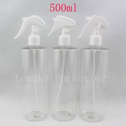 12 X 500ml transparent plastic PET round bottle / container with small mouse spray trigger clear trigger sprayer perfume bottle