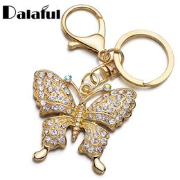 Key Rings Fashion Rhinestone Butterfly Chains Holder Crystal For Women Jewellery Bag Pendant Car Keyrings KeyChains K292