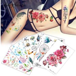Flower Bird Decal 1pc Fake Women Men DIY Henna Body Art Tattoo Design HB556 Butterfly Tree Branch Vivid Temporary Tattoo