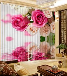 custom blackout curtains for living room Flowers water surface 3d curtains window curtains 3d stereoscopic home goods curtain