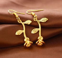 2018 hot sales Girls Madam delicate Hanging hanging Rose Flower Pendant earrings Gold silvery Maxi Rose Choker earrings Gift for girlfriend