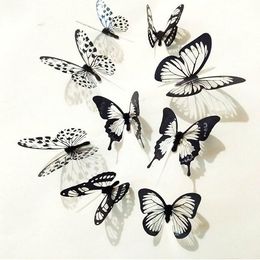 Black and White 3D Butterfly Wall Stickers Art Wall Decals for Home Decoration Hot GA92
