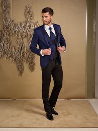 Brand New Groomsmen Peak Lapel Groom Tuxedos One Buttons Men Suits Wedding/Prom Best Man Blazer ( Jacket+Pants+Vest+Tie ) A235