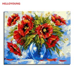 HELLOYOUNG Digital Painting Handpainted Oil Painting Table flower by numbers oil paintings chinese scroll picture drawing