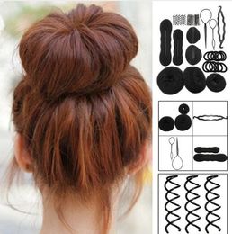 Fancy Women Hair Accessories Set Hairpins Clips Bun Maker Pads Roller Braids Hair Twist Magic Sponge Tools L3