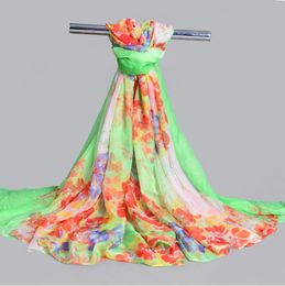 HOT SALE Women Lady Spring Autumn Soft Long Voile Silk Neck Large Scarf Wrap Shawl Stole Colorful Scarve 200*150cm