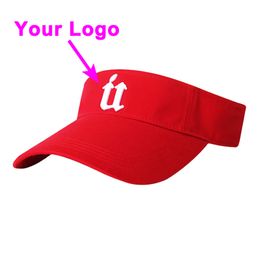 Sun cap curved visor printed logo without crown 100% cotton adult size adjustable tennis golf hat baseball custom cap free shipment