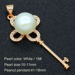 10-11mm Freshwater Pearl Necklace Pendant Copper Pearl Pendant Bracket (Pearl comes in a variety of colors)