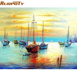 RUOPOTY Sailing Boat Seascape DIY Painting By Numbers Kits Acrylic Paint On Canvas Abstract Modern Wall Art Picture Home Decor