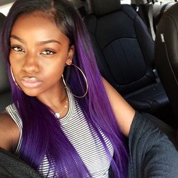 1b Purple Full Lace Human Hair Wigs For Black Women Glueless Lace Front Wigs Brazilian Hair Ombre Purple Human Hair Lace Wig