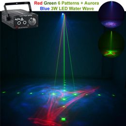 2 Len Red Green Gobos Laser Light Mixed Blue LED Watermarks Aurora DJ Party Home Show Disco KTV Clubs Stage Lighting