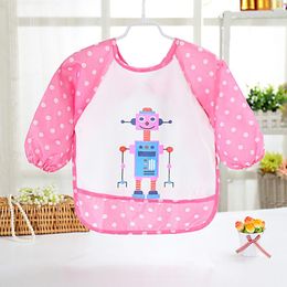 -Bambino Disegnare Abbigliamento Abbigliamento Abbigliamento Impermeabile Pasto Pasto Robot Pattern Baby Riso Grembiule Alimentazione Saliva Pranzo Pannelli Panni in Burp Grembiule infantile