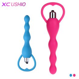 Silicone Anal Vibrator Butt Plug Clitoris Vibrator Anal Massager Sex Products Anal Beads Plug Sex Toys for Woman S1018