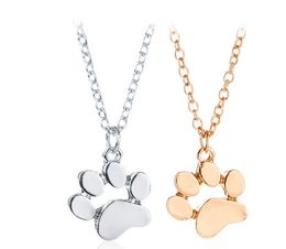 60pcs/lot Fashion Simple Puppy Foot Print Animal Paw Print Pendant Dog Lover Pet Rescue Necklace