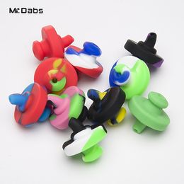 Coloured Silicone Bubble Smoking Accessories Carb Cap with a Hole on Top 34mm Dia Round Ball Dome for Quartz Thermal Banger