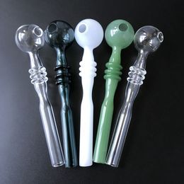 Wholesale Coloured Pyrex Glass Oil Burner Pipes Clear Colourful Wax Tube Hand Pipe Smoke Nails SW39